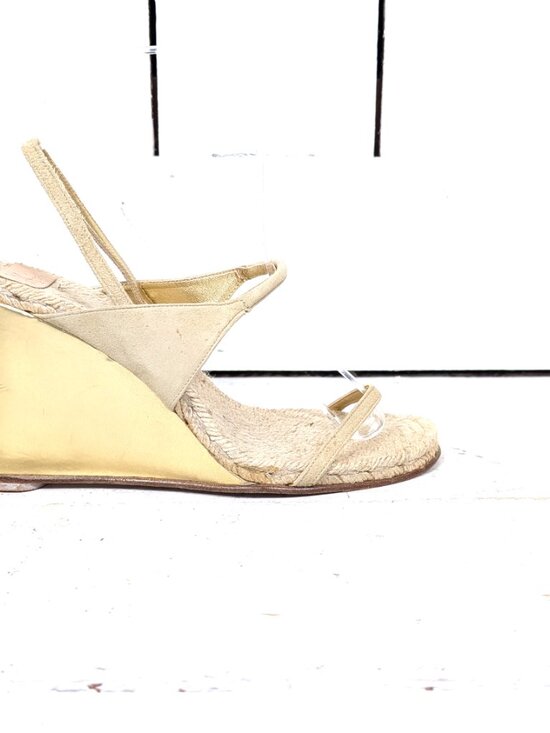 Gold suede leather open toe wedge espadrille sandal main image 2